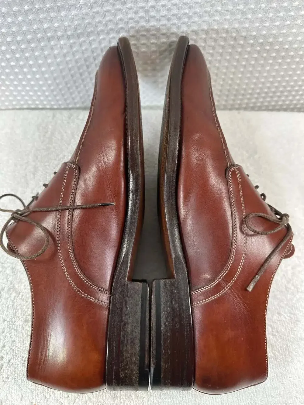 Santoni Brown Leather Apron Toe Derby Shoes Size 8 D